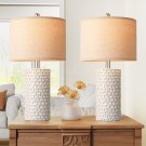 Modern Ceramic Table Lamp Set of 2, Table Lamps for Living Room, Rustic Farmhous