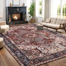 Washable Vintage Rugs - 6x9 Bedroom Area Rugs, Large Indoor Machine Washable Non-Slip Rug
