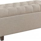 Homepop Home Decor | Tufted Ainsley Button Storage Ottoman Bench with Hinged Lid | Ottoman Benc