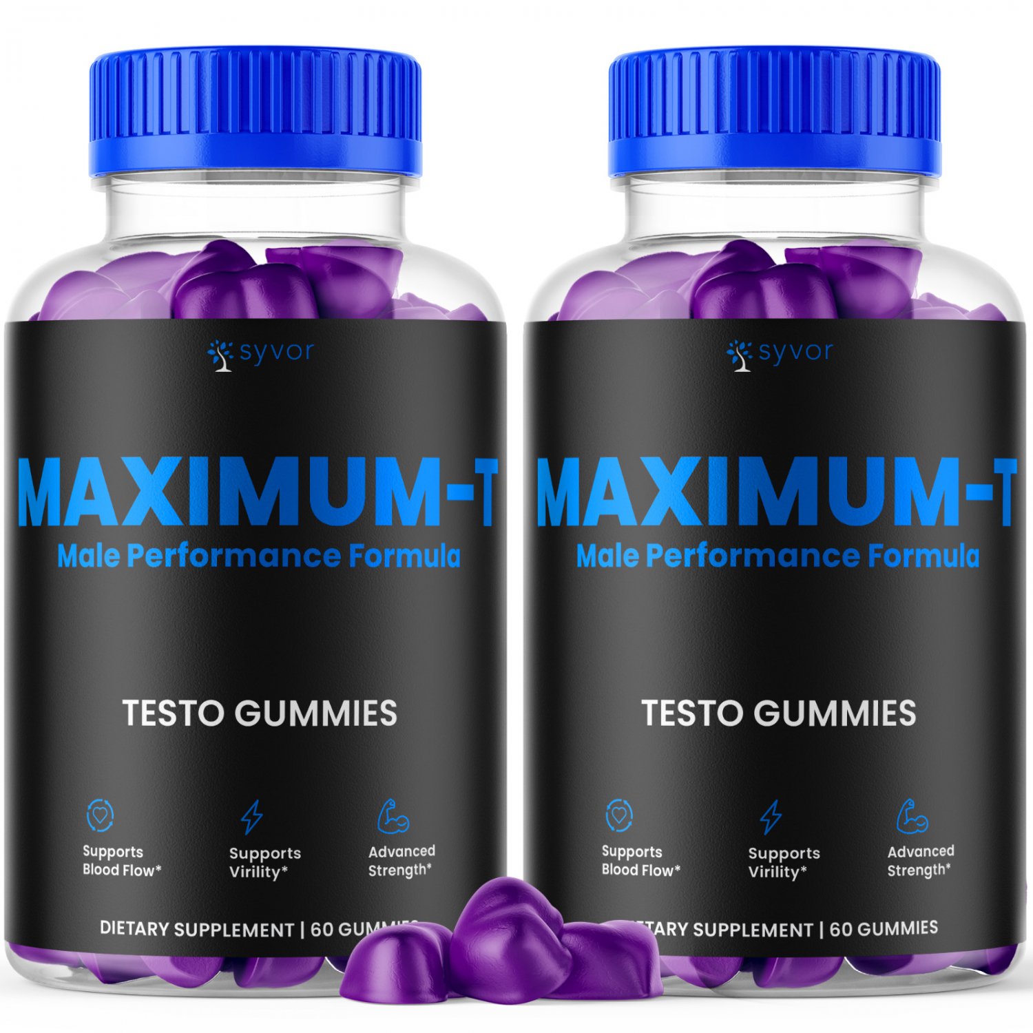 2 Pack Maximum-T Male Performance Gummies Advanced Vitamin Supplement