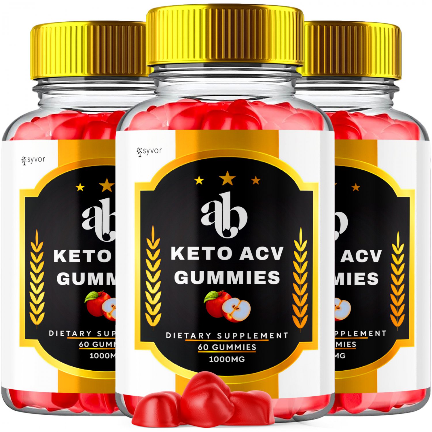 3 Pack AB Keto Apple Cider Vinegar Gummies Max ACV Strength Supplement