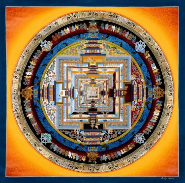 24K Gold Kalachakra Mandala: A Tibetan Art, perfect for home decor and meditation spaces-A62214