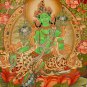 Hand-Painted Green Tara Thangka with 24k gold&acirc;�� A Tibetan Artwork-Goddess of Compassion-A84025