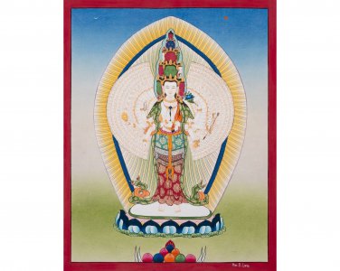 Hand-Made Avalokiteshvara Thangka &acirc;�� The Bodhisattva of Compassion | Original Art-B02823