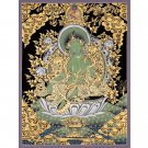 Green Tara Thangka: Symbol of Courage and Protection | Handmade | Authentic-A92625 Green Tara Thangka: Symbol of Courage and Protection | Handmade | Authentic-A92625