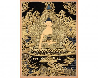 Shakyamuni Buddha: The Tibetan Style Authentic Thangka of Enlightened Wisdom-A92981