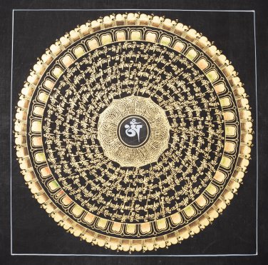 Om mantra mandala thanka paintings, Beautiful home decor and meditation art-A73406