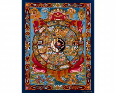 24K Celestial Wheel of Life Thangka &acirc;�� The Truth of Reincarnation-A76822