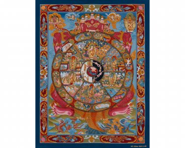 24K Wheel of Life Thangka &acirc;�� A Visual Guide to the Four Truths-A73116
