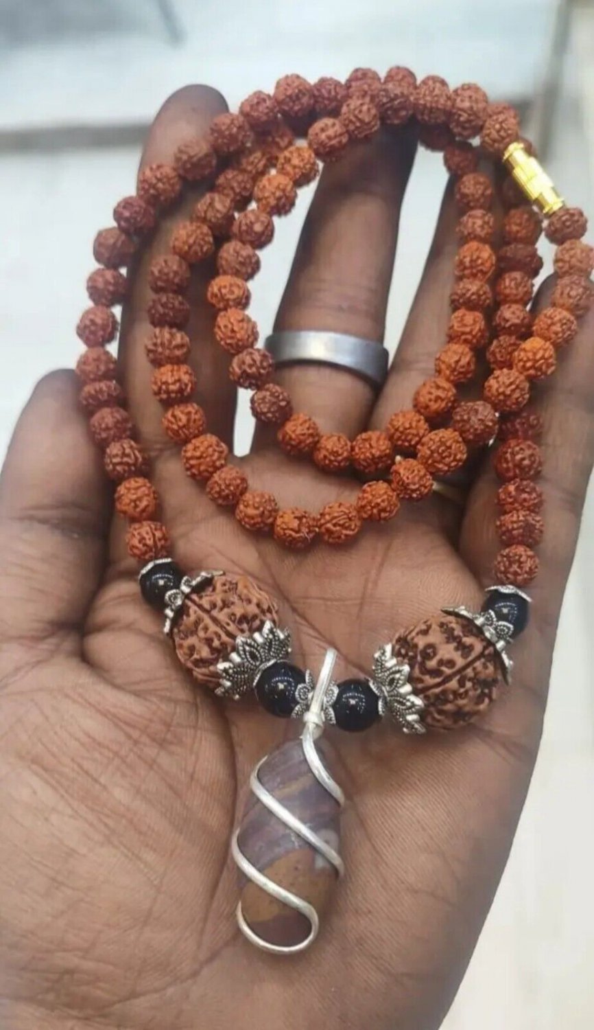 Shaligram plus Rudraksh Protection Pendant Mala GOOD LUCK PROTECTION A+