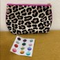 ESTEE LAUDER Leopard Print Lilies & Dragonfly Cosmetic Makeup Bag Gemstone Stick