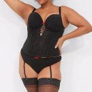 Lane Bryant CACIQUE Black Lace Corset Bustier Bra Size 46DD 48D 50C 44DDD 42F NW