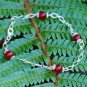 Ruby Red Quartz Wirewrapped Sterling Silver Diamond Bracelet