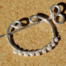 Freshwater Pearls on Curved Fine .999 Silver Shawl Pin Brooch Wire Wrap Handcrafted