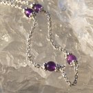 Amethyst in Sterling Silver Chain Bracelet Purple Handcrafted