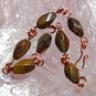 Natual Bamboo Jasper Handcrafted Wire Wrapped Copper Links Bracelet