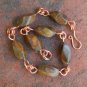 Natual Bamboo Jasper Handcrafted Wire Wrapped Copper Links Bracelet