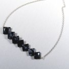 Black White Snowflake Obsidian Squares Handcrafted Sterling Silver Necklace Choker