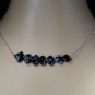 Black White Snowflake Obsidian Squares Handcrafted Sterling Silver Necklace Choker