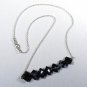 Black White Snowflake Obsidian Squares Handcrafted Sterling Silver Necklace Choker
