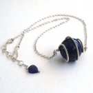 Denim Blue Necklace Dumortierite Spiral Pendant Sterling Silver