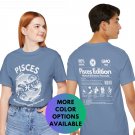 Pisces Zodiac Unisex T-Shirt – Astrology Ingredients (Front & Back Design - White Text)