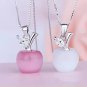 Women Opal Apple Pendant Neckless Chain Jewellery (white or pink)