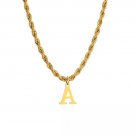 Initial Letters Necklace for Men ,boys A-Z 26 Alphabet Charm Pendant Twisted Rope Gold Chain