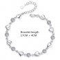 Sterling Silver Heart Shaped 925 Necklace Bracelet set for women Vintage Crystal Jewellery Set