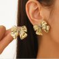 Stainless steel Metal Ribbon Earrings for women girls 18k gold plated cute statement jewellery