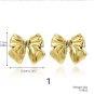 Stainless steel Metal Ribbon Earrings for women girls 18k gold plated cute statement jewellery