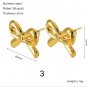 Stainless steel Metal Ribbon Earrings for women girls 18k gold plated cute statement jewellery