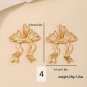Stainless steel Metal Ribbon Earrings for women girls 18k gold plated cute statement jewellery
