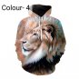 New Fashion Men Hooded 3D Printed Animal Lion Sweatshirts Casual Long sleeved Pocket