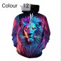 New Fashion Men Hooded 3D Printed Animal Lion Sweatshirts Casual Long sleeved Pocket