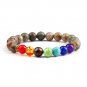 2Pcs Natural Stone 7 Chakra Healing Beaded Adjustable Braided Reiki Bracelets