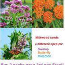 GG88 Swamp Butterfly And Common Milkweed Seeds 50 Seeds Of Each 150 Seeds Total USA Warehouse