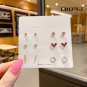 4 Pair Silver Heart Stud Earring Set - Trendy & Cute for Women & Girls