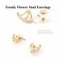 Trendy Flower Stud Earrings - Korean Style Zircon Earrings for Women