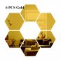 6/12pcs 3D Hexagon Mirror Wall Stickers - DIY Home Decor, Rose Gold & More