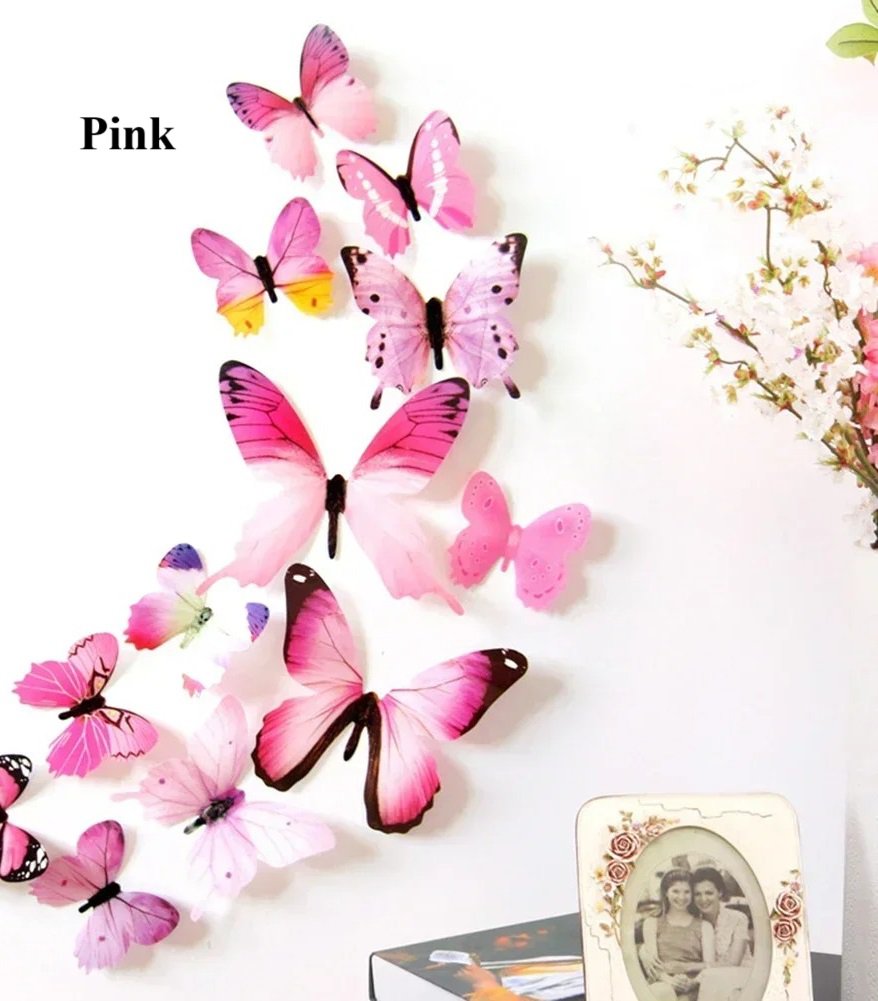 12pcs 3D Butterfly Mirror Wall Stickers - Removable Decals for Home Decor, Kids Room