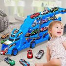 1:12 Scale Transforming Truck Toy - Diecast Transporter with Folding Track
