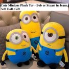 Cute Minions Plush Toy - Bob or Stuart in Jeans, Soft Doll, Gift