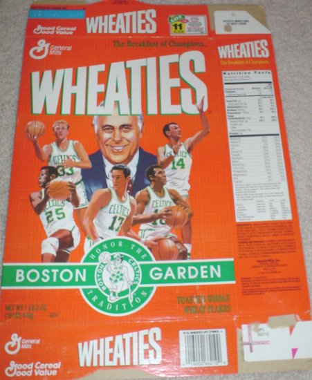 1995 Boston Celtics Boston Garden Wheaties Box Larry Bird Bob Cousy Red ...