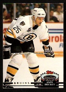 Boston Bruins Andy Brickley 1991 Topps Stadium Club Hockey Card 208