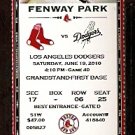 LOS ANGELES DODGERS @ BOSTON RED SOX 2010 TICKET CLAY BUCHOLTZ LOS ANGELES DODGERS @ BOSTON RED SOX 2010 TICKET CLAY BUCHOLTZ