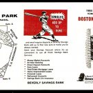 BOSTON RED SOX 1984 POCKET SCHEDULE BEVERLY MA SAVINGS BANK