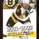 BOSTON BRUINS 2001-02 POCKET SCHEDULE BILL GUERIN PHOTO HOCKEY RULES BOSTON BRUINS 2001-02 POCKET SCHEDULE BILL GUERIN PHOTO HOCKEY RULES