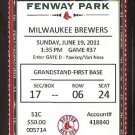 MILWAUKEE BREWERS BOSTON RED SOX 2011 TICKET PRINCE FIELDER PEDROIA YOUKILIS MORGAN SCUTARO HR XX MILWAUKEE BREWERS BOSTON RED SOX 2011 TICKET PRINCE FIELDER PEDROIA YOUKILIS MORGAN SCUTARO HR XX
