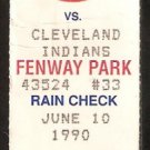 CLEVELAND INDIANS BOSTON RED SOX 1990 TICKET WADE BOGGS BROOK JACOBY CANDIOTTI